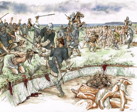 Reconstruction of the events surrounding the decapitations and burials of the mass grave by the Ridgeway. 
